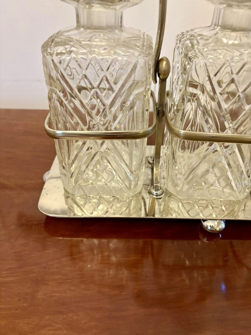 Antique Victorian Quality Silver Plated Tantalus - Image 10